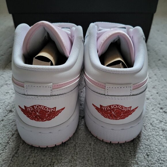 Youth Size 6Y Jordan 1 Low Pink Foam Fire Red White (GS) 553560-608 AUTHENTICNEW - Picture 6 of 9